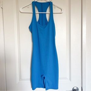 Blue Racerback Ribbed Biketard